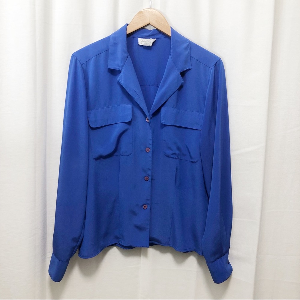 Vintage Christian Dior cornflower blue blouse 8